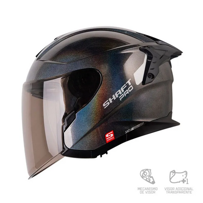 CASCO ABIERTO SHAFT PRO 240 DV  SOLID CAMALE GRIS OSCURO VISOR COLOR