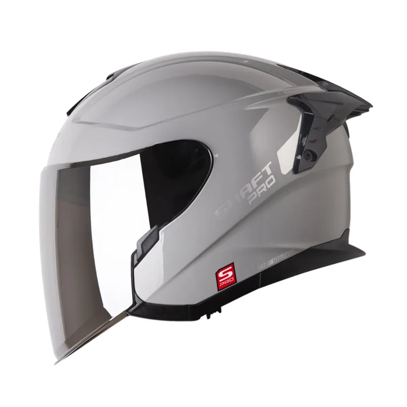 CASCO ABIERTO SHAFT PRO 240 DV  SOLID GRIS PLATEADO VISOR COLOR