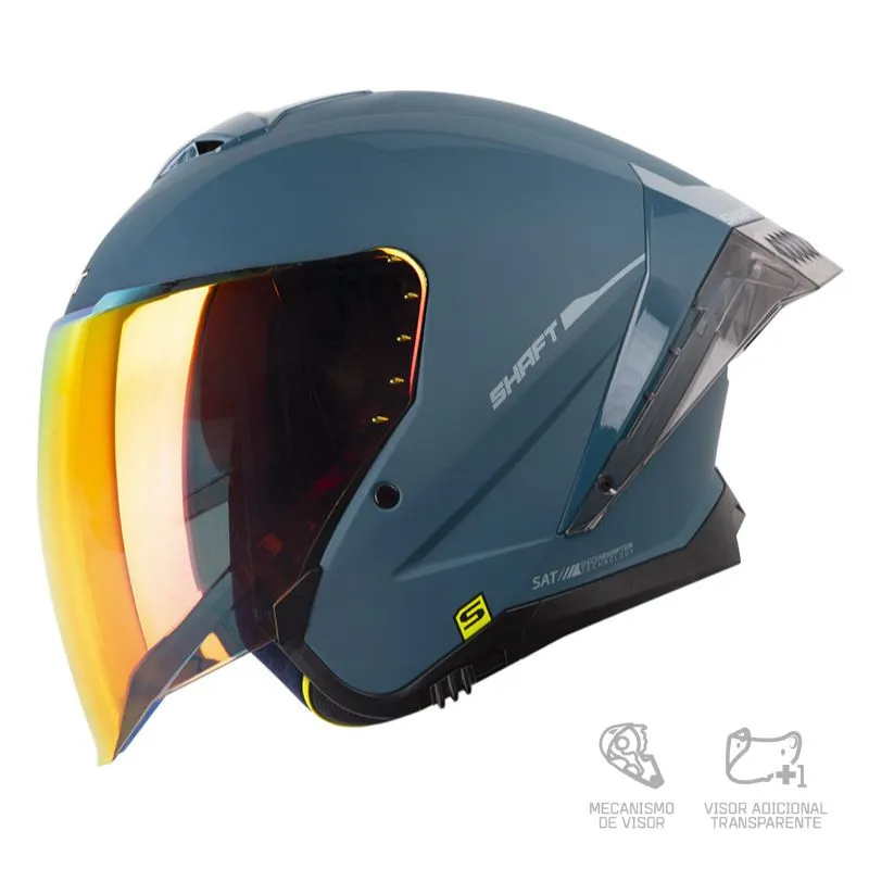 CASCO ABIERTO SHAFT 246 SP SOLID AZUL OSCURO VISOR HUMO