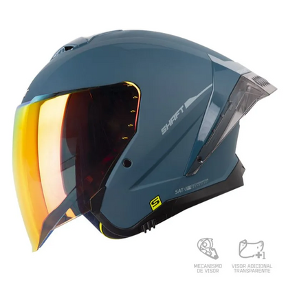 CASCO ABIERTO SHAFT 246 SP SOLID AZUL OSCURO VISOR HUMO