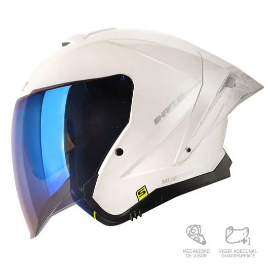 CASCO ABIERTO SHAFT 246 SP SOLID BLANCO PLATEADO VISOR COLOR