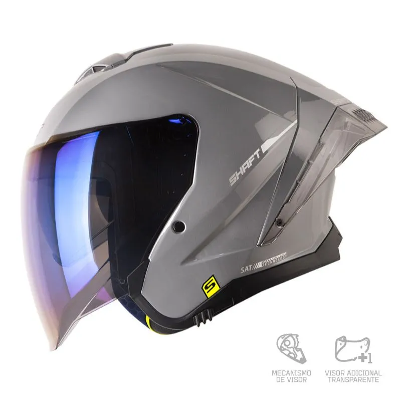 CASCO ABIERTO SHAFT 246 SP SOLID GRIS PLATEADO VISOR COLOR