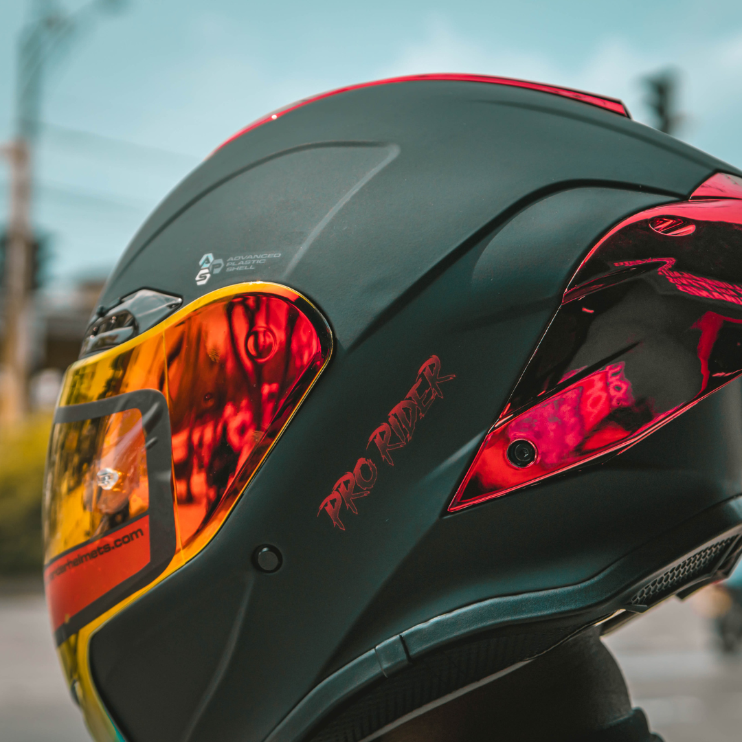 CASCO INTEGRAL PRO RIDER 711 NEGRO MATE ROJO VISOR ROJO