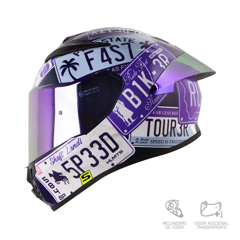 CASCO INTEGRAL SHAFT 584 SP STATE MORADO AZUL VISOR COLOR