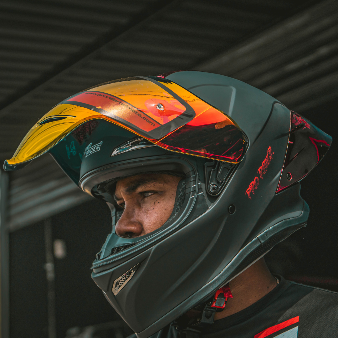 CASCO INTEGRAL PRO RIDER 711 NEGRO MATE ROJO VISOR ROJO