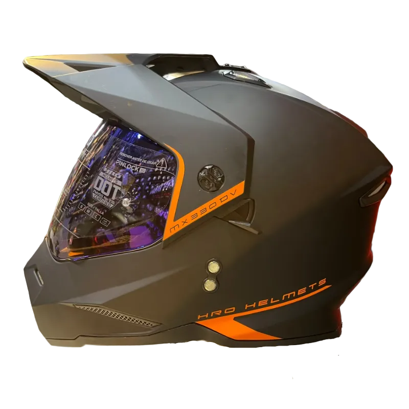 CASCO MULTIPROP HRO MX330DV SOLID NEGRO NARANJA VISOR COLOR