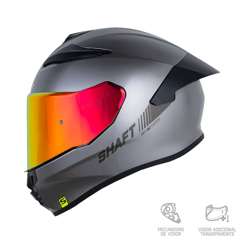 CASCO INTEGRAL SHAFT 584 SP SOLID GRIS METALIZADO GRIS OSCURO VISOR RETRO