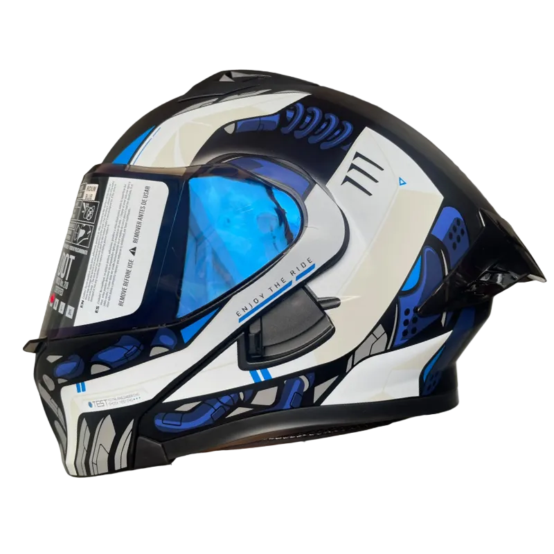 CASCO ABATIBLE ICH 3120 WANG NEGRO MATE BLANCO/AZULVISOR AZUL