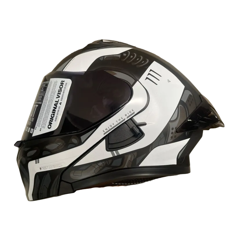 CASCO ABATIBLE ICH 3120 WANG NEGRO MATE BRILLANTE/GRIS VISOR HUMO
