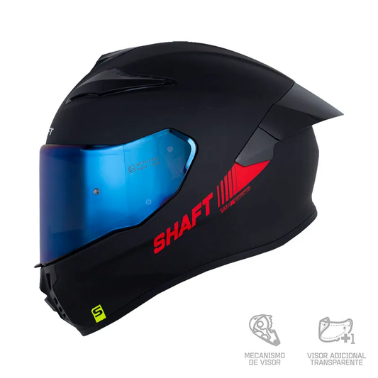 CASCO INTEGRAL SHAFT 584 SP SOLID NEGRO ROJO VISOR COLOR