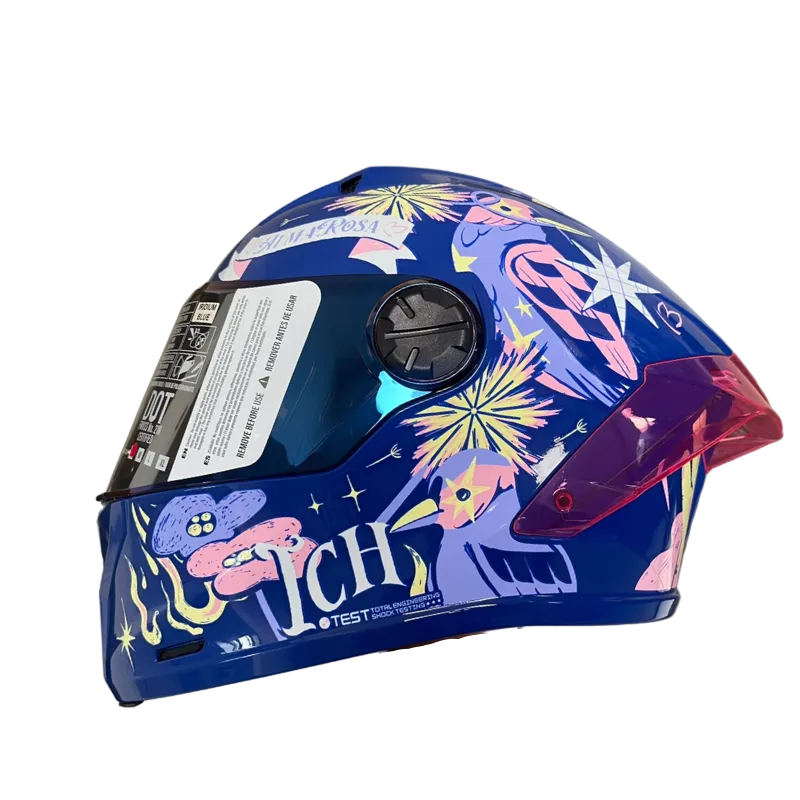 CASCO INTEGRAL ICH 451 WILD AZUL/AMARILLO CLARO VISOR AZUL