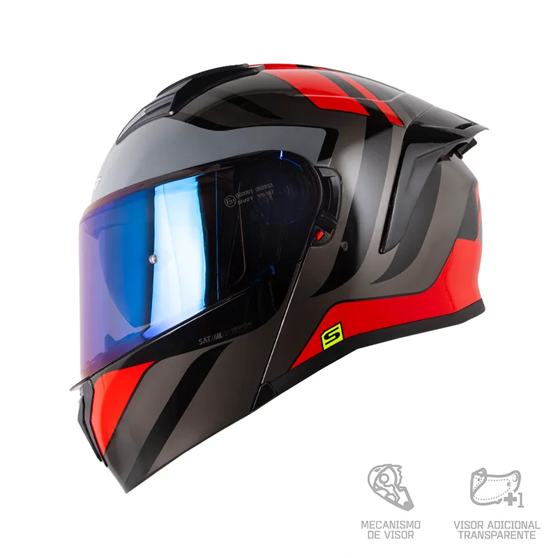 CASCO ABATIBLE SHAFT 3820 SP MENTOX NEGRO / ROJO VISOR COLOR