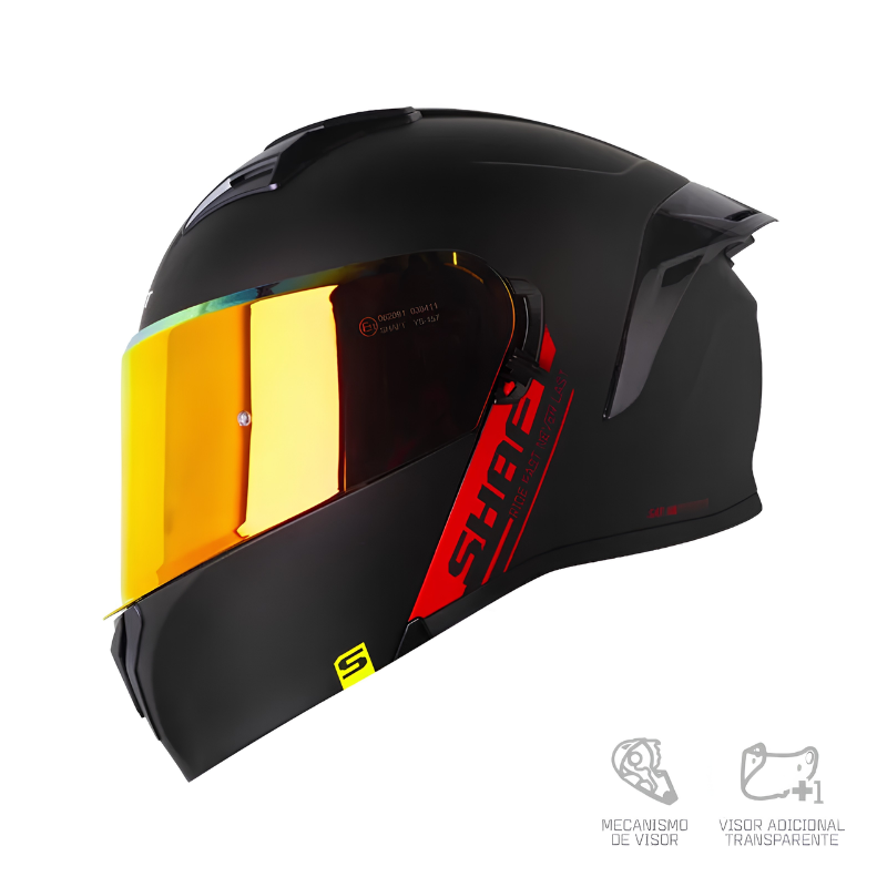 CASCO ABATIBLE SHAFT 3820 SP SOLID NEGRO / ROJO VISOR HUMO