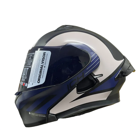 CASCO ABATIBLE ICH 3120 XTREME NEGRO MATE AZUL / GRIS VISOR HUMO