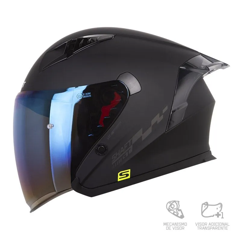 CASCO ABIERTO SHAFT 226 GT SOLID NEGRO GRIS OSCURO VISOR COLOR