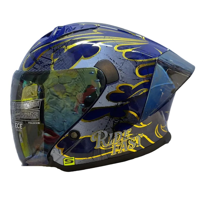 CASCO ABIERTO SHAFT 226 GT ANCIEN AZUL OSCURO GRIS VISOR COLOR