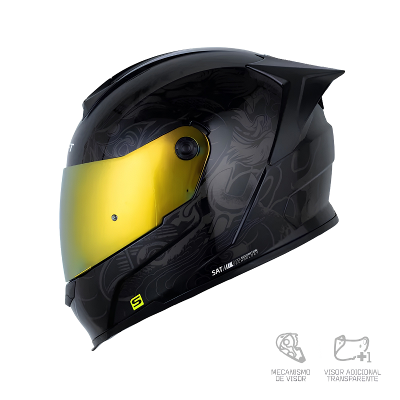 CASCO INTEGRAL SHAFT 502 SP THUNDER NEGRO GRIS OSCURO VISOR IRIDIUM
