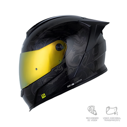 CASCO INTEGRAL SHAFT 502 SP THUNDER NEGRO GRIS OSCURO VISOR IRIDIUM