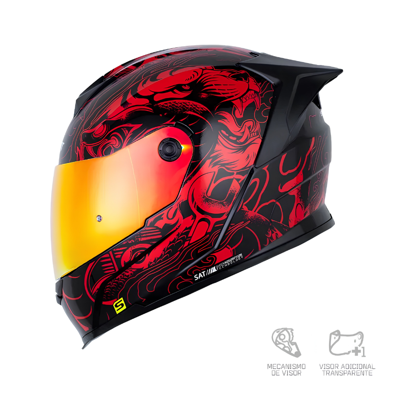 CASCO INTEGRAL SHAFT 502 SP THUNDER NEGRO ROJO VISOR RETRO