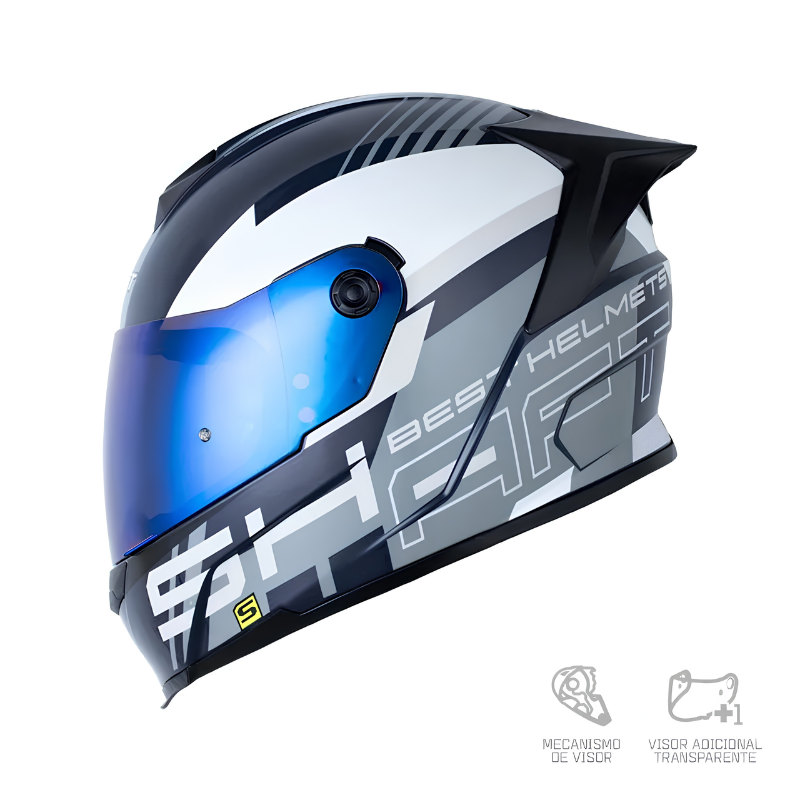 CASCO INTEGRAL SHAFT 502 SP FIED AZUL OSCURO GRIS VISOR COLOR