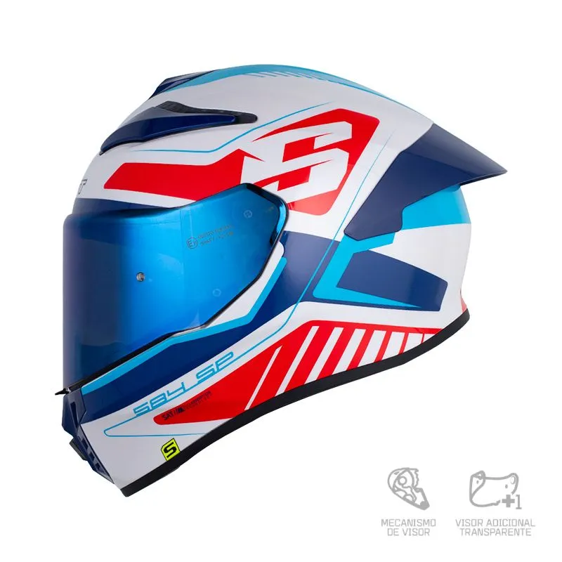 CASCO INTEGRAL SHAFT 584 SP RACE BLANCO ROJO VISOR COLOR