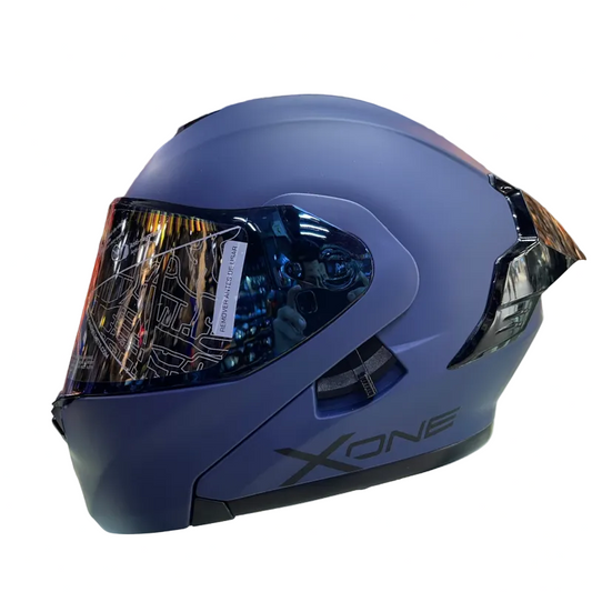 CASCO ABATIBLE X-ONE X-3000RS SOLID_V2 AZUL OSCURO NEGRO VISOR COLOR