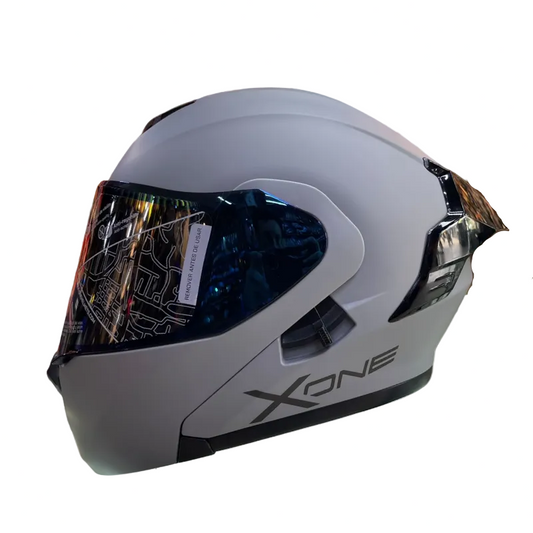 CASCO ABATIBLE X-ONE X-3000RS SOLID_V2 GRIS OSCURO NEGRO VISOR IRIDIUM