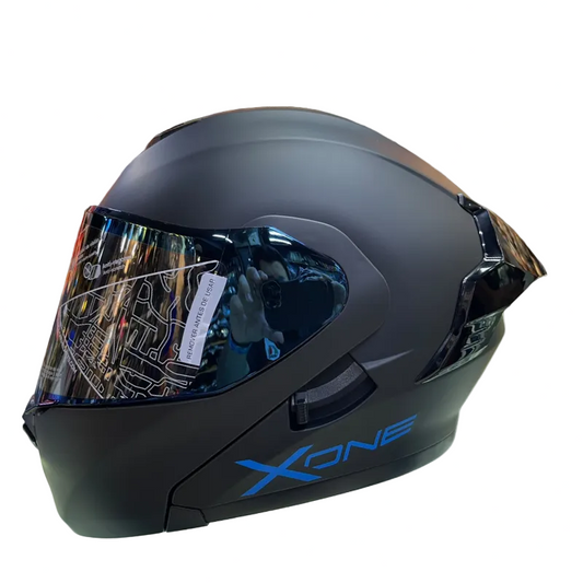 CASCO ABATIBLE X-ONE X-3000RS SOLID_V2 NEGRO AZUL VISOR COLOR TALLA M