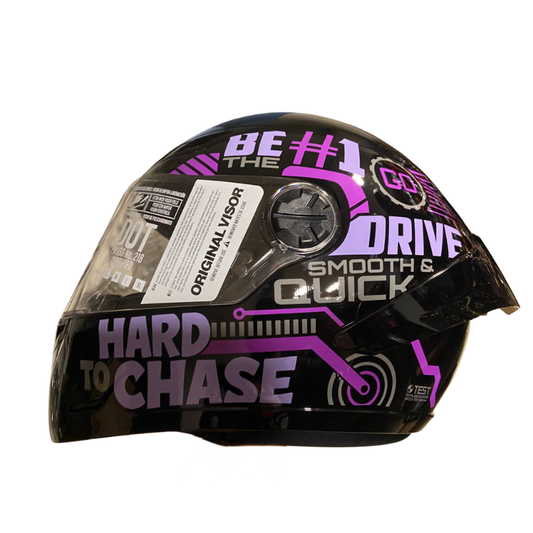 CASCO INTEGRAL ICH 501 SP RIDABYTE NEGRO BRILLANTE MORADO VISOR TRANSPARENTE