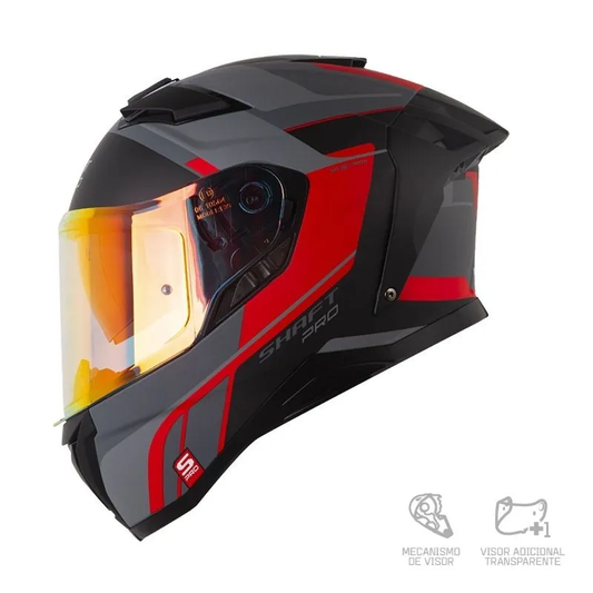 CASCO INTEGRAL SHAFT PRO 606 SP CLOWKY GRIS OSCURO ROJO VISOR COLOR