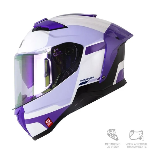 CASCO INTEGRAL SHAFT PRO 606 SP MR INC ( BLANCO / MORADO ) VISOR COLOR