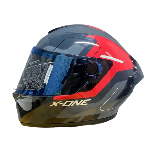 CASCO INTEGRAL X_ONE X-500 RS ILLO ( GRIS OSCURO / ROJO ) VISOR IRIDIUM