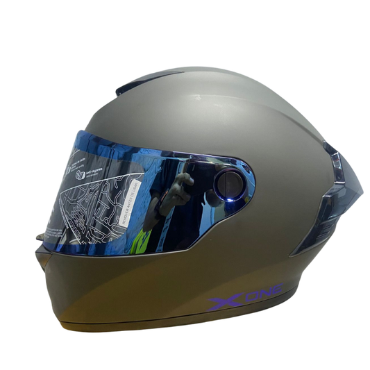 CASCO INTEGRAL X_ONE X-500 RS SOLID ( GRIS OSCURO / AZUL ) VISOR IRIDIUM