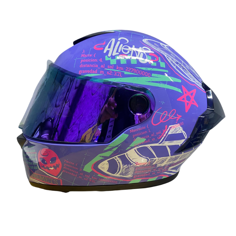 CASCO INTEGRAL X_ONE X-500 RS XPLORE ( MORADO CLARO / FUCSIA ) VISOR IRIDIUM