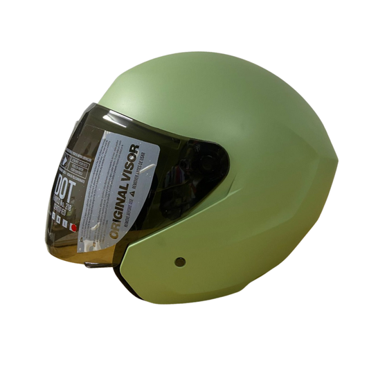 CASCO ABIERTO T10 PLANO VERDE CLARO MATE VISOR HUMO
