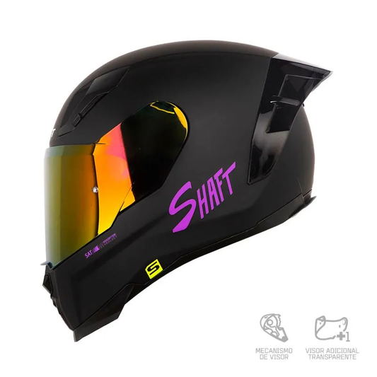 CASCO INTEGRAL SHAFT 562 R SOLID NEGRO MORADO VISOR COLOR