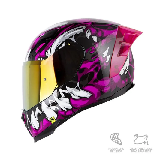 CASCO INTEGRAL SHAFT 562 R TOXIC NEGRO FUCSIA VISOR COLOR