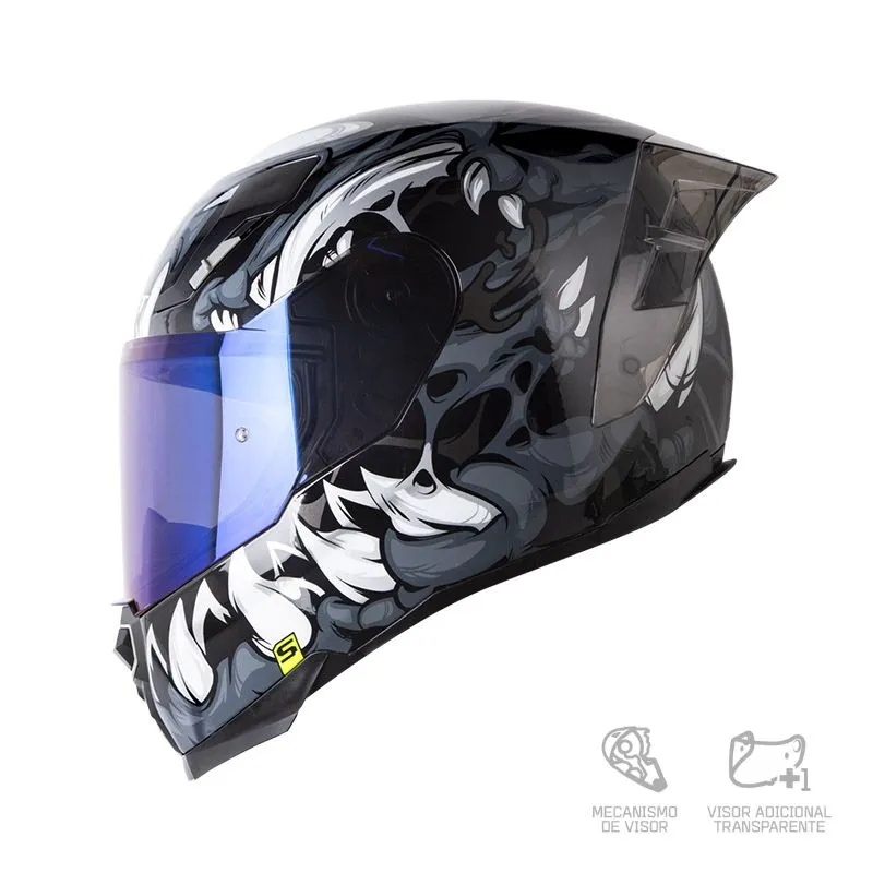 CASCO INTEGRAL SHAFT 562 R TOXIC NEGRO GRIS VISOR COLOR