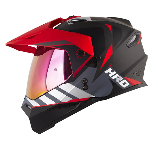 CASCO MULTIPROPOSITO HRO MX330DV YORCHI GRIS OSCURO ROJO VISOR COLOR