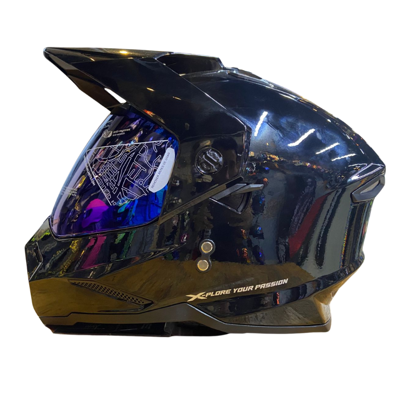 CASCO MULTIPROPOSITO X_ONE X-MX328 DV S SOLID NEGRO BRILLANTE PLATEADO VISOR HUMO