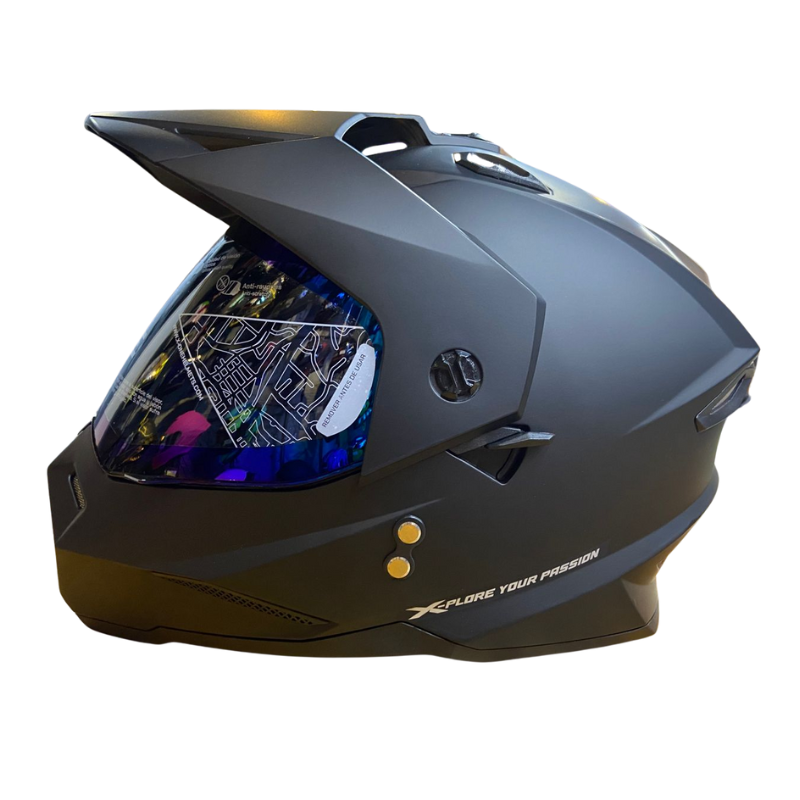 CASCO MULTIPROPOSITO X_ONE X-MX328 DV S SOLID NEGRO PLATEADO VISOR HUMO