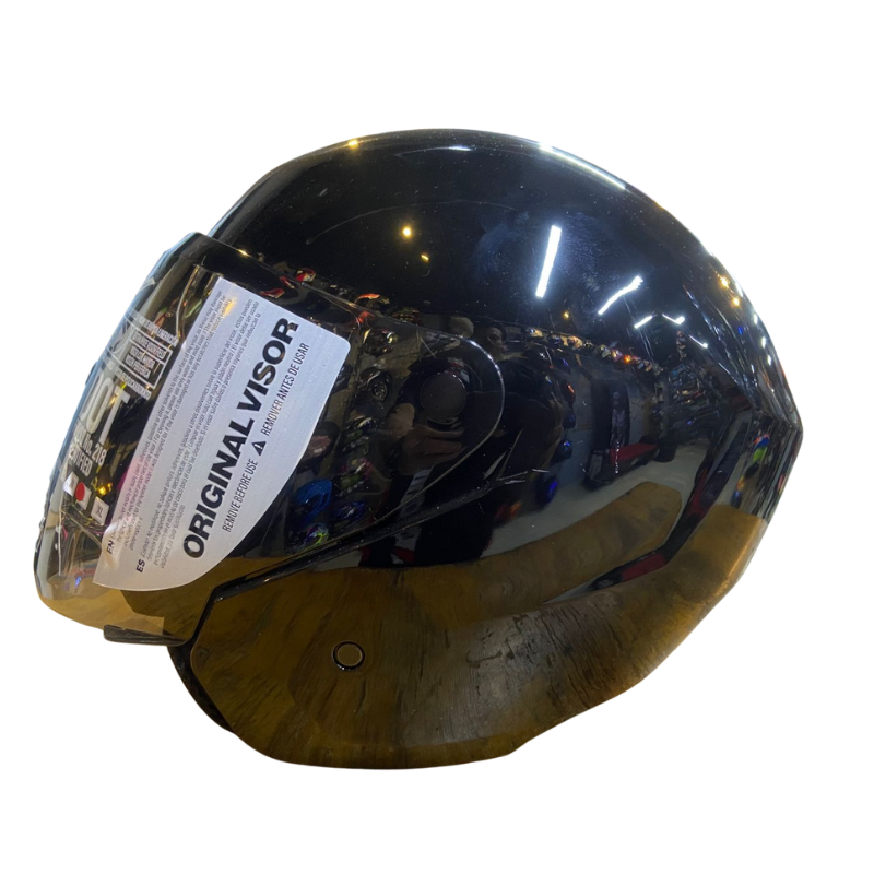 CASCO ABIERTO T10 PLANO NEGRO BRILLANTE VISOR HUMO