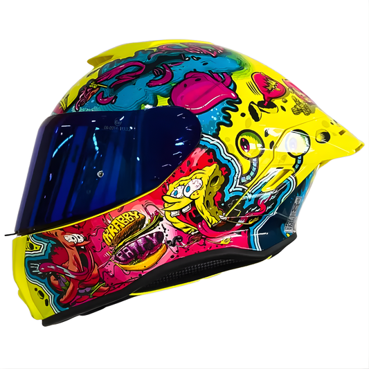 CASCO INTEGRAL EDGE SHANGHAI BOB ESPONJA AMARILLO BRILLANTE VISOR AZUL