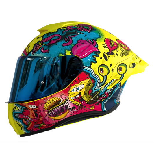 CASCO INTEGRAL EDGE SHANGHAI BOB ESPONJA AMARILLO MATE VISOR AZUL