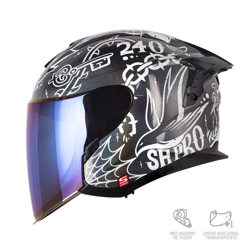 CASCO ABIERTO SHAFT PRO 240DV CLASSIC CAMALE BLANCO VISOR COLOR