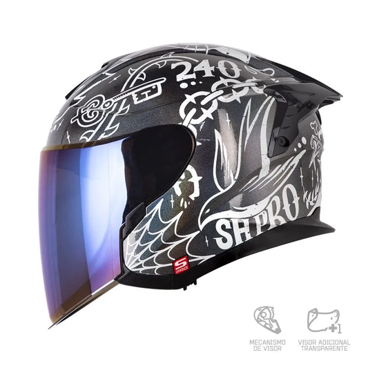 CASCO ABIERTO SHAFT PRO 240DV CLASSIC CAMALE BLANCO VISOR COLOR