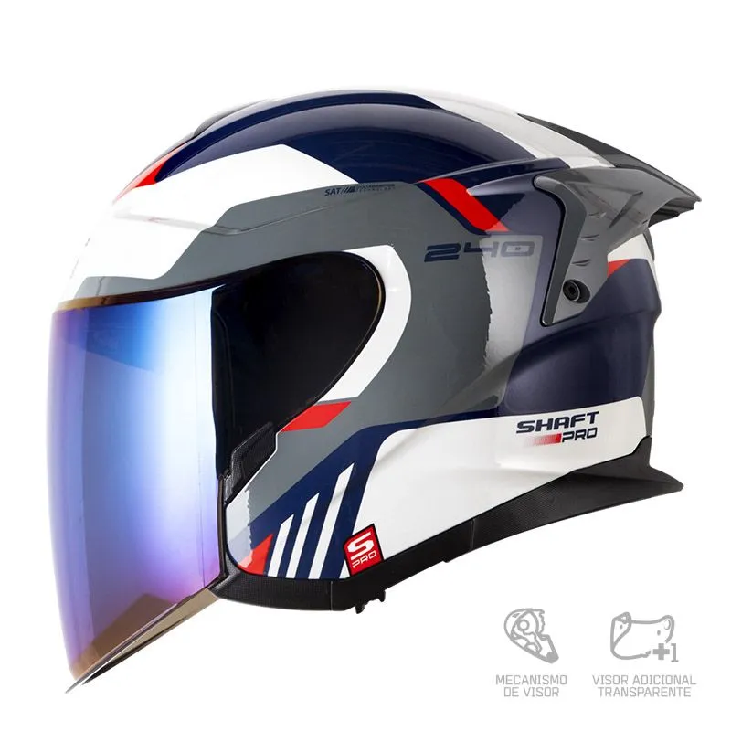 CASCO ABIERTO SHAFT PRO 240DV NANIX AZUL OSCURO GRIS VISOR COLOR