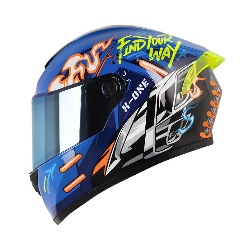 CASCO INTEGRAL X_ONE X-500GT EVO GPT AZUL NARANJA NEON VISOR COLOR