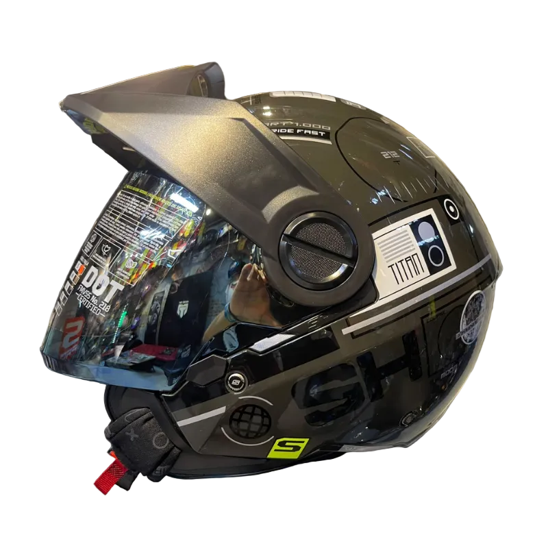 CASCO ABIERTO SHAFT 212 APOLLO 33 GRIS OSCURO PLATEADO VISOR IRIDIUM