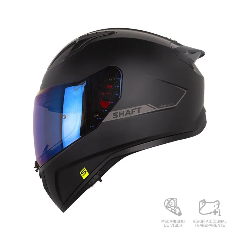 CASCO INTEGRAL SHAFT 532 DV SOLID NEGRO GRIS OSCURO VISOR COLOR